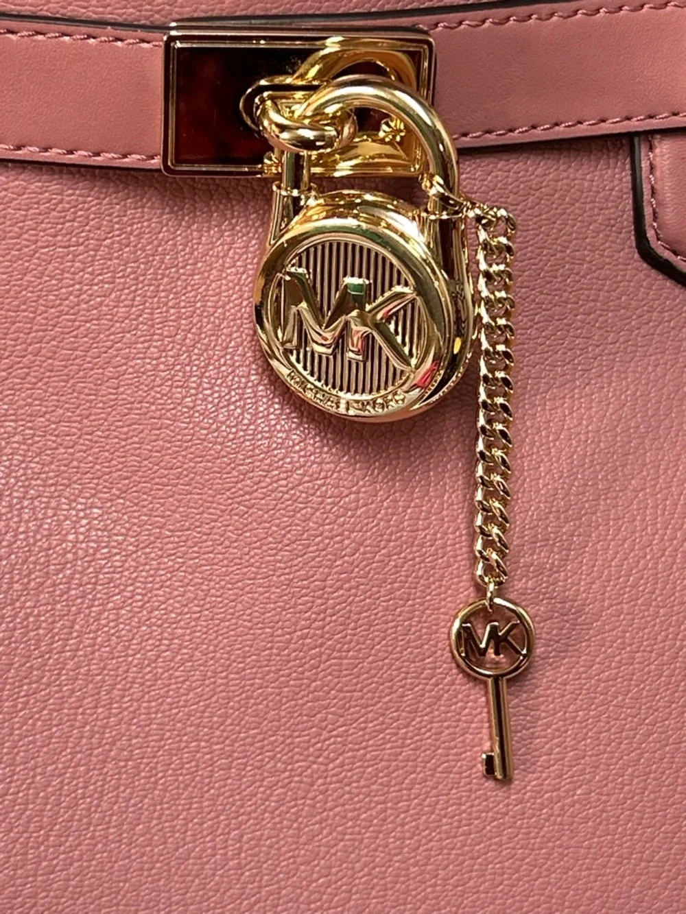 Michael Kors Rose Pink Leather Satchel with Gold-Tone Charm Approx. 12 x 10 x 6 - Picture 11 of 15